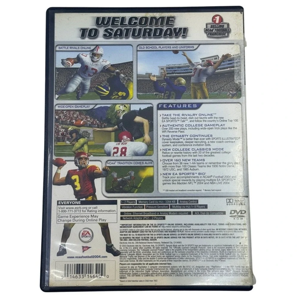 NCAA Football 2004 Sony PlayStation 2 PS2 EA Sports Game NTSC SLUS 20719